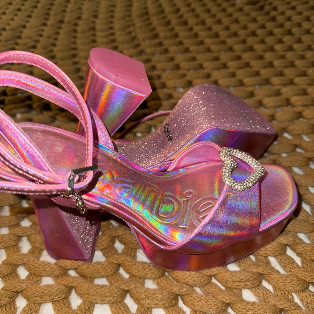 Aldo Pink Platform Sandals with Glittery Finish